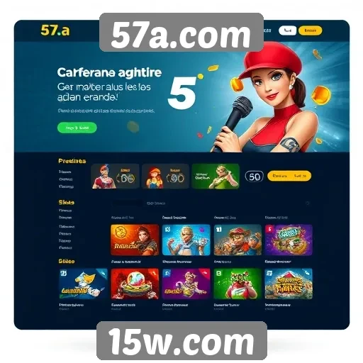 Interface e design do site 57a.com atraem jogadores